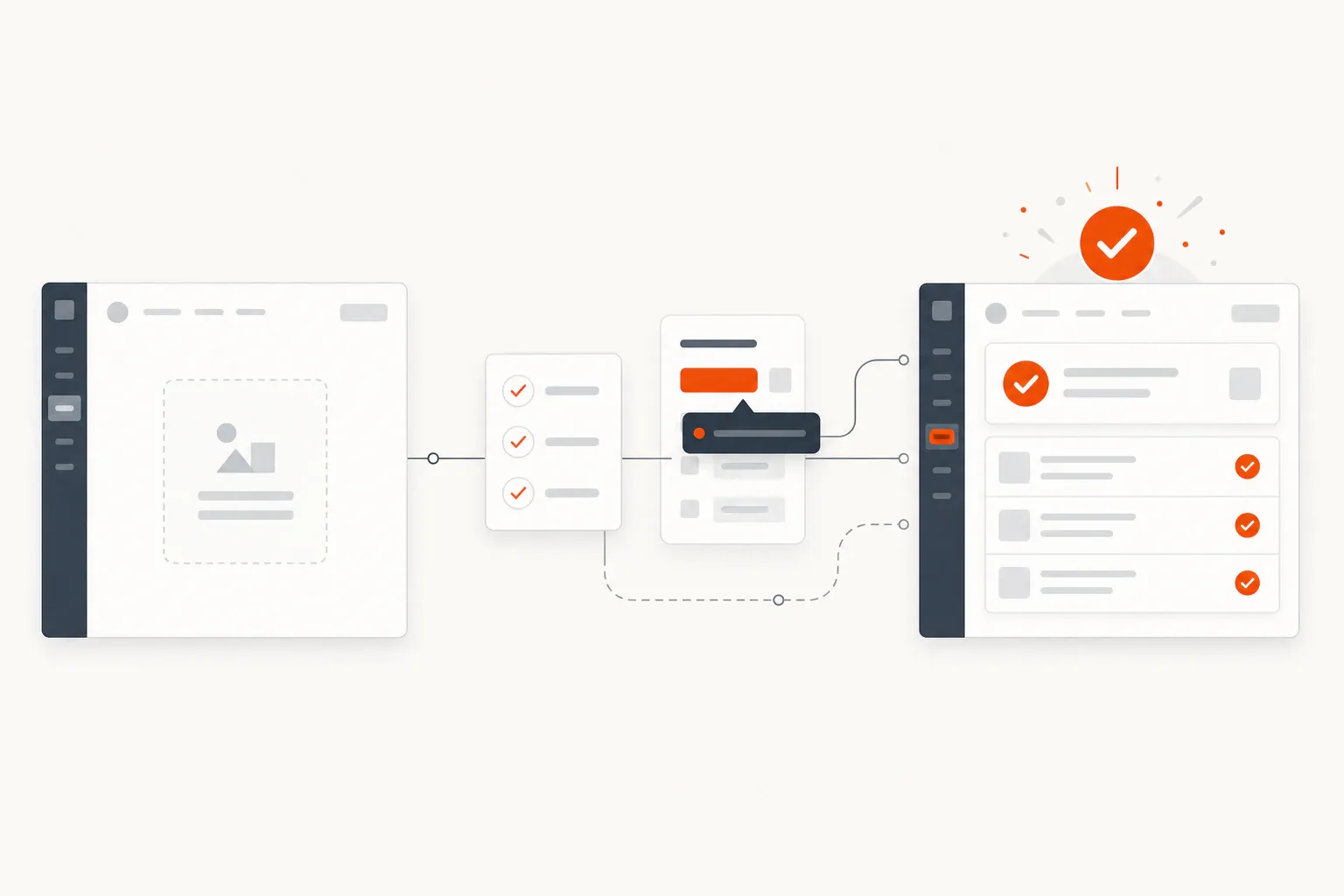 Product journey moving from a blank workspace through contextual onboarding guidance